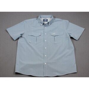 AFTCO Shirt Mens L Blue Button Up Short Sleeve Fishing Outdoors Hiking Pockets